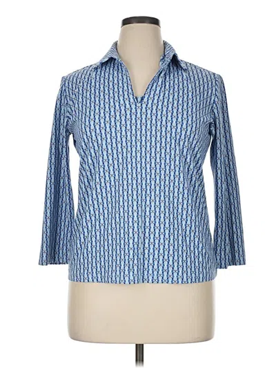 Pre-owned J. Mclaughlin 3/4 Sleeve Button Down Shirt In Blue