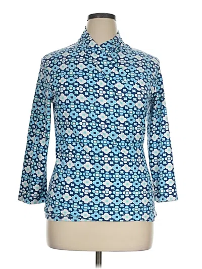 Pre-owned J. Mclaughlin 3/4 Sleeve Button Down Shirt In Blue