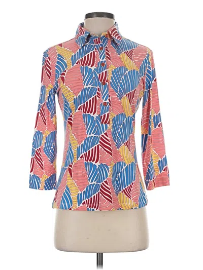 Pre-owned J. Mclaughlin 3/4 Sleeve Button Down Shirt In Blue