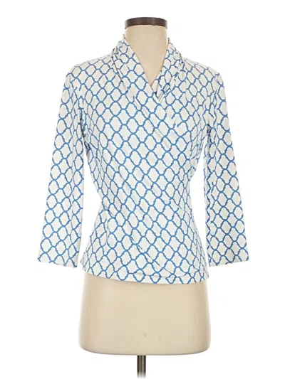 Pre-owned J. Mclaughlin 3/4 Sleeve Button Down Shirt In Blue