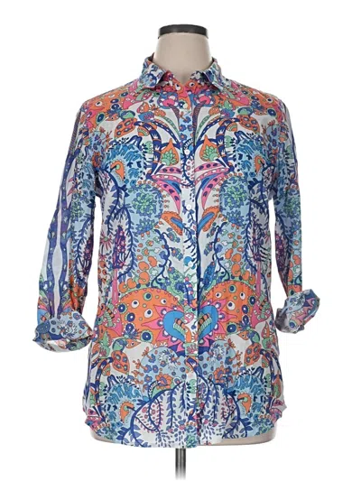 Pre-owned J. Mclaughlin 3/4 Sleeve Button Down Shirt In Blue