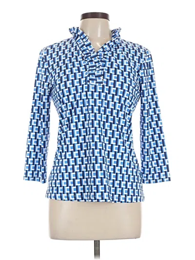 Pre-owned J. Mclaughlin 3/4 Sleeve Button Down Shirt In Blue