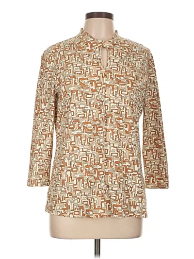 Pre-owned J. Mclaughlin 3/4 Sleeve Button Down Shirt In Brown