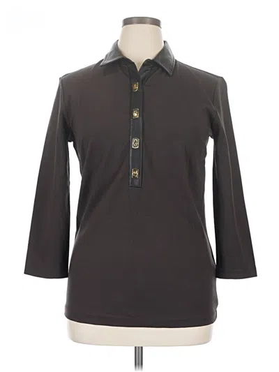 Pre-owned J. Mclaughlin 3/4 Sleeve Button Down Shirt In Brown