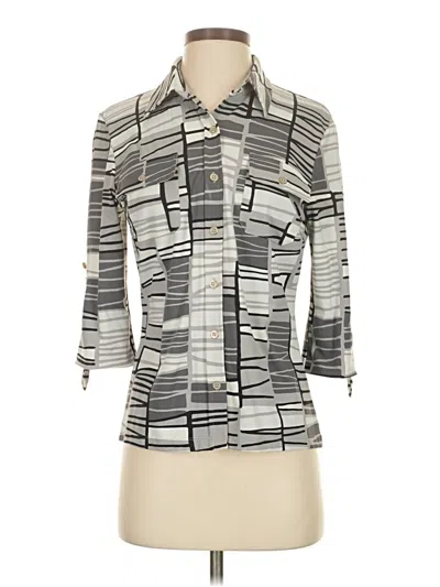 Pre-owned J. Mclaughlin 3/4 Sleeve Button Down Shirt In Gray