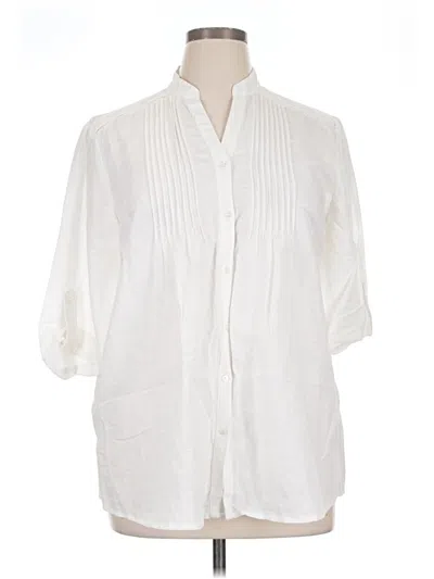Pre-owned J. Mclaughlin 3/4 Sleeve Button Down Shirt In Ivory