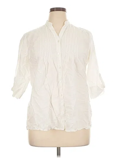 Pre-owned J. Mclaughlin 3/4 Sleeve Button Down Shirt In Ivory