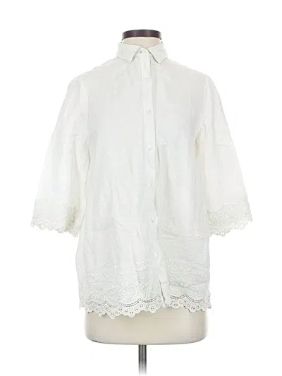 Pre-owned J. Mclaughlin 3/4 Sleeve Button Down Shirt In White