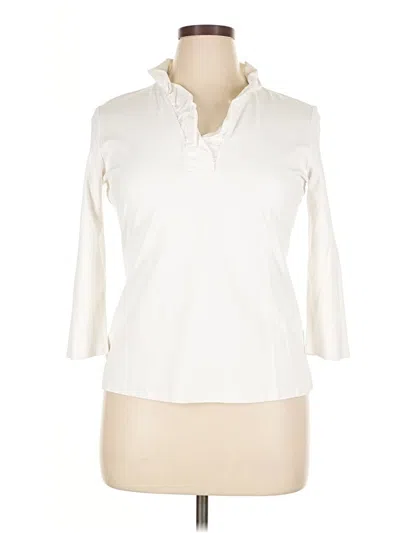 Pre-owned J. Mclaughlin 3/4 Sleeve Button Down Shirt In White