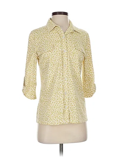 Pre-owned J. Mclaughlin 3/4 Sleeve Button Down Shirt In Yellow