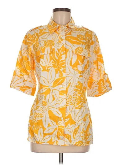 Pre-owned J. Mclaughlin 3/4 Sleeve Button Down Shirt In Yellow