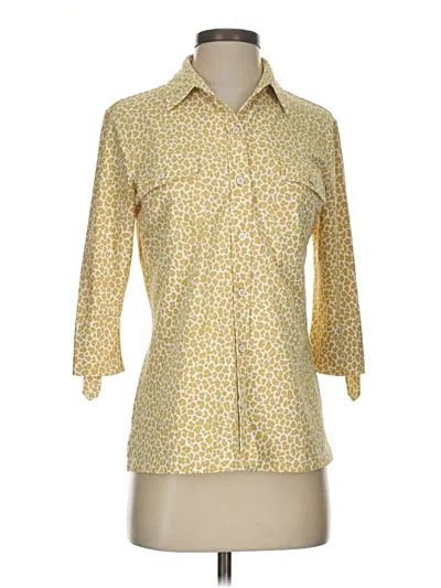 Pre-owned J. Mclaughlin 3/4 Sleeve Button Down Shirt In Yellow