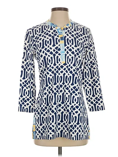 Pre-owned J. Mclaughlin 3/4 Sleeve Henley Shirt In Blue