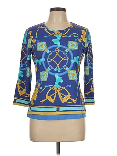 Pre-owned J. Mclaughlin 3/4 Sleeve Top Blue Boatneck Tops