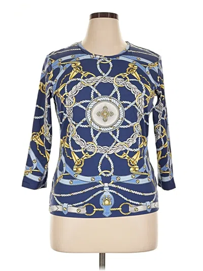 Pre-owned J. Mclaughlin 3/4 Sleeve Top Blue Boatneck Tops