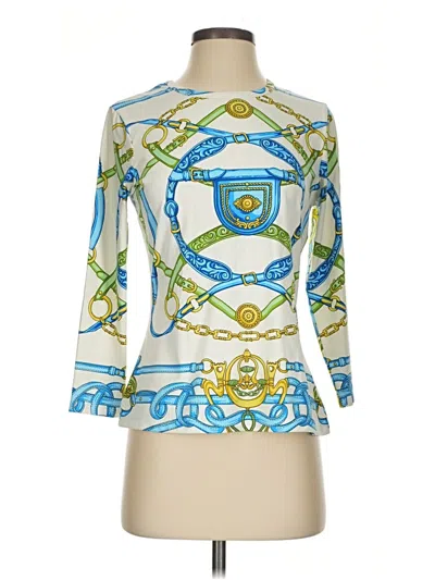 Pre-owned J. Mclaughlin 3/4 Sleeve Top Blue High Neck Tops
