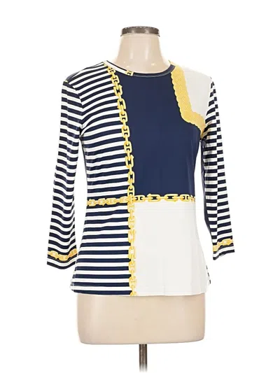 Pre-owned J. Mclaughlin 3/4 Sleeve Top Blue Square Neckline Tops