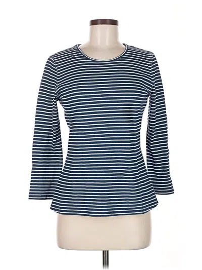 Pre-owned J. Mclaughlin 3/4 Sleeve Top Blue Stripes Pattern Boatneck Tops