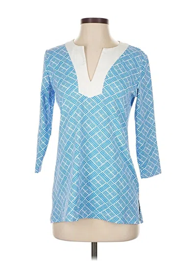 Pre-owned J. Mclaughlin 3/4 Sleeve Top Blue V Neck Tops