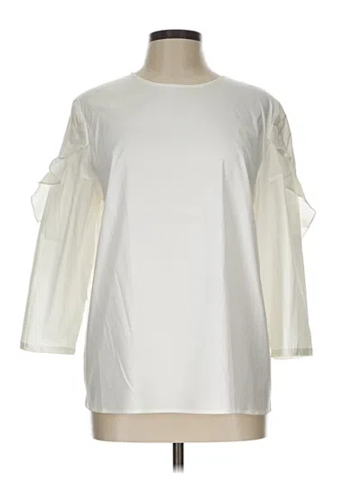 Pre-owned J. Mclaughlin 3/4 Sleeve Top Ivory Boatneck Tops In White