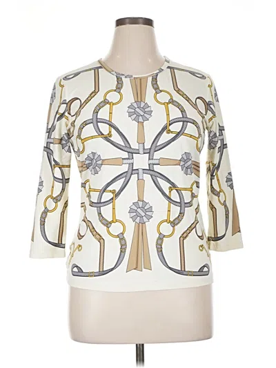 Pre-owned J. Mclaughlin 3/4 Sleeve Top Ivory Keyhole Neckline Tops In White