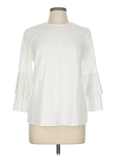Pre-owned J. Mclaughlin 3/4 Sleeve Top Ivory Mock Neckline Tops In White