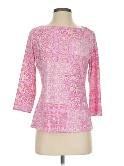 Pre-owned J. Mclaughlin 3/4 Sleeve Top Pink Print Pattern Boatneck Tops