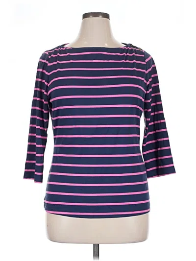 Pre-owned J. Mclaughlin 3/4 Sleeve Top Purple Stripes Pattern Boatneck Tops