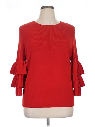 Pre-owned J. Mclaughlin 3/4 Sleeve Top Red Boatneck Tops