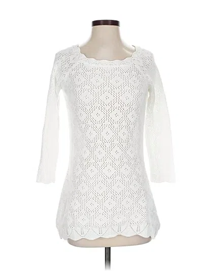 Pre-owned J. Mclaughlin 3/4 Sleeve Top White Boatneck Tops