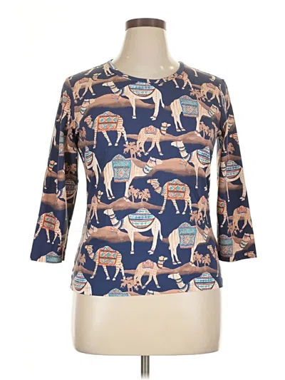 Pre-owned J. Mclaughlin 3/4 Sleeve T-shirt In Blue