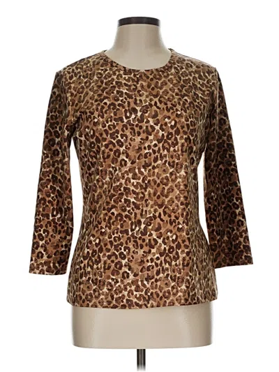 Pre-owned J. Mclaughlin 3/4 Sleeve T-shirt In Brown