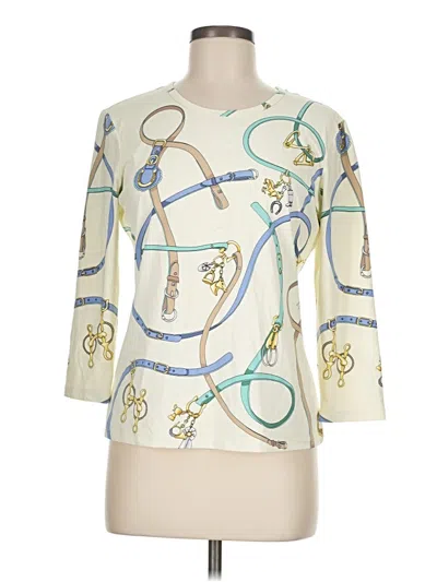 Pre-owned J. Mclaughlin 3/4 Sleeve T-shirt In Ivory