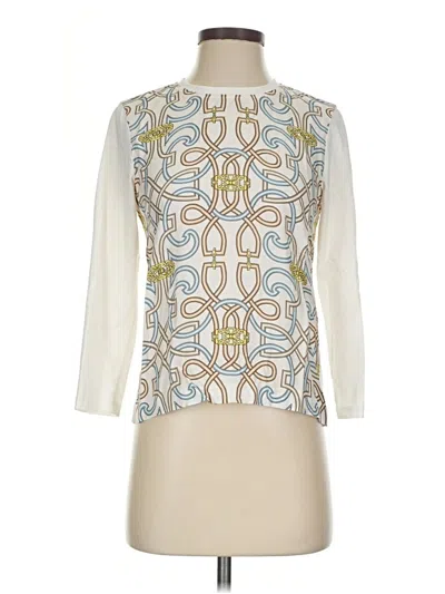 Pre-owned J. Mclaughlin 3/4 Sleeve T-shirt In Ivory