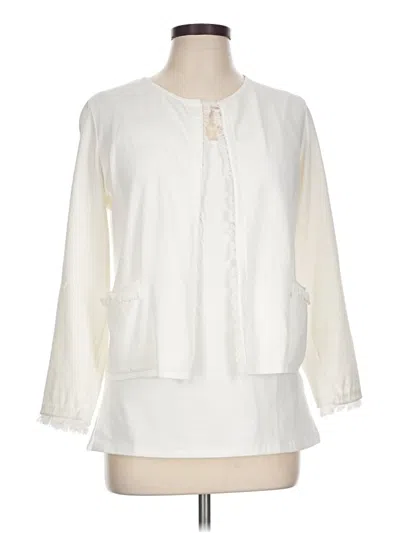 Pre-owned J. Mclaughlin Cardigan Sweater In White