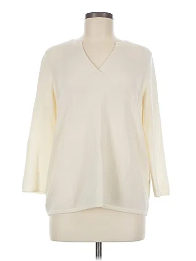 Pre-owned J. Mclaughlin Cashmere Pullover Sweater In White