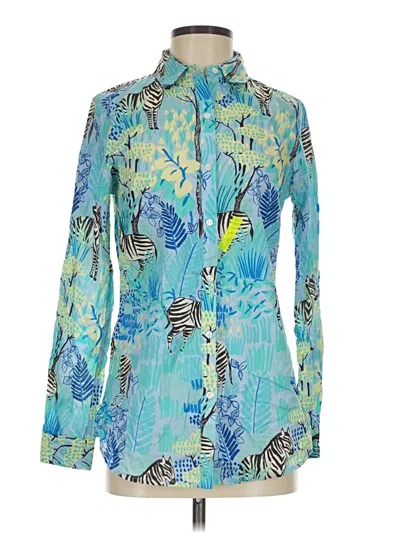 Pre-owned J. Mclaughlin Long Sleeve Blouse In Blue