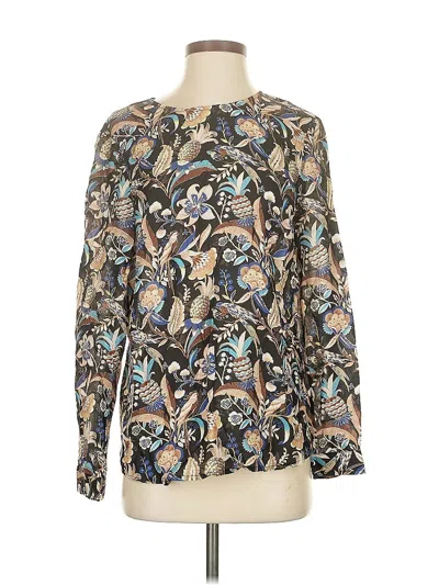 Pre-owned J. Mclaughlin Long Sleeve Blouse In Brown