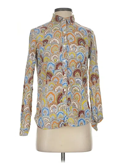 Pre-owned J. Mclaughlin Long Sleeve Blouse In Brown