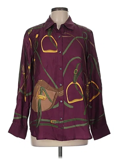 Pre-owned J. Mclaughlin Long Sleeve Blouse In Burgundy