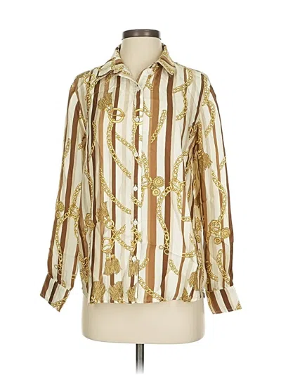 Pre-owned J. Mclaughlin Long Sleeve Blouse In Gold