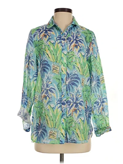 Pre-owned J. Mclaughlin Long Sleeve Blouse In Green