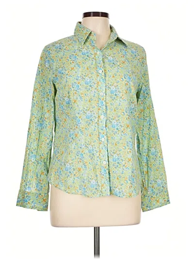 Pre-owned J. Mclaughlin Long Sleeve Blouse In Green