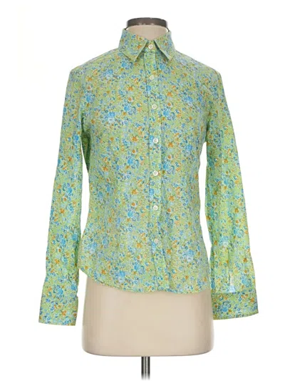 Pre-owned J. Mclaughlin Long Sleeve Blouse In Green