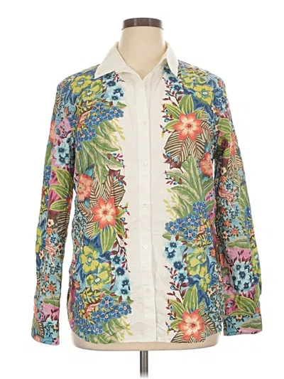 Pre-owned J. Mclaughlin Long Sleeve Blouse In Ivory
