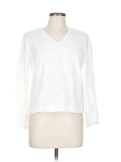 Pre-owned J. Mclaughlin Long Sleeve Blouse In White