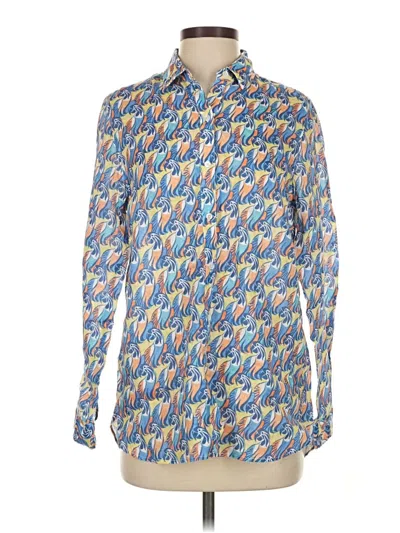 Pre-owned J. Mclaughlin Long Sleeve Button Down Shirt In Blue