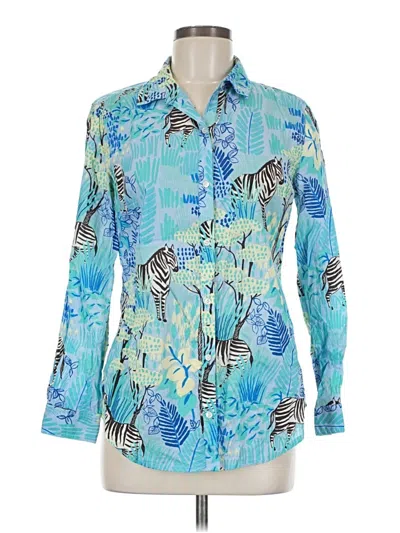 Pre-owned J. Mclaughlin Long Sleeve Button Down Shirt In Blue