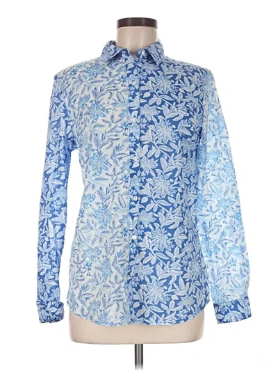 Pre-owned J. Mclaughlin Long Sleeve Button Down Shirt In Blue