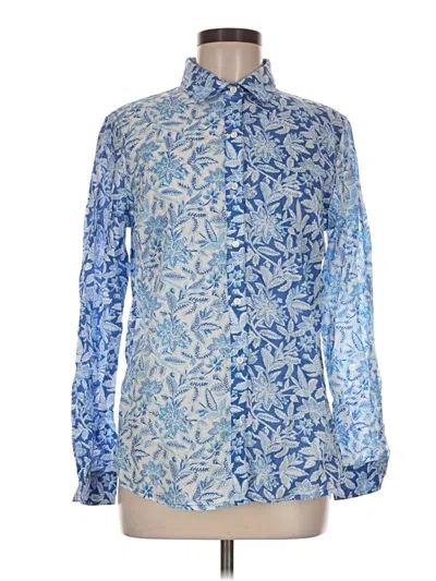 Pre-owned J. Mclaughlin Long Sleeve Button Down Shirt In Blue
